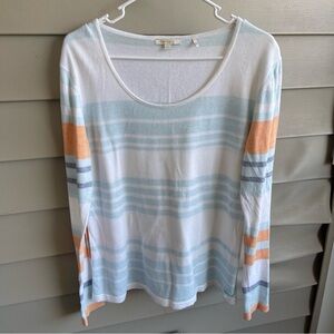 Barbour Bowline Knit Cotton Wool Sweater Multi Striped Long Sleeve Women's 14 US